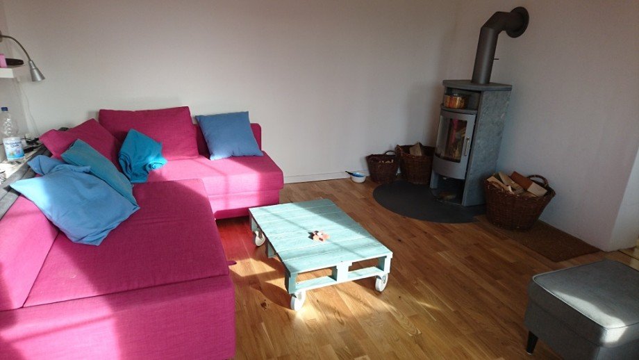 Wohnzimmer mit Kamin Haus Grebs